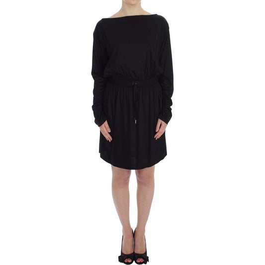 Versace Jeans | Black Modal Silk Shift Knee Dress | McRichard Designer Brands