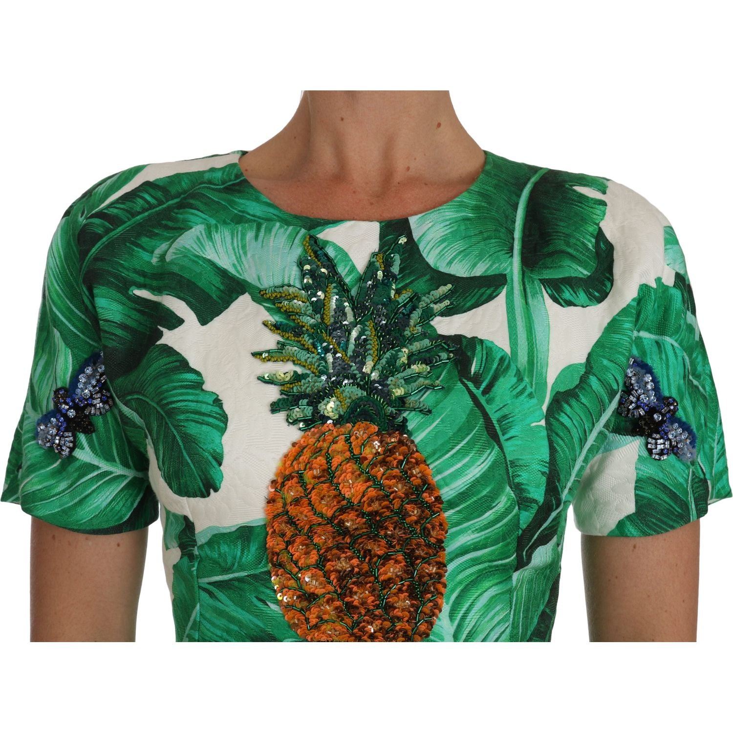 Dolce & Gabbana | A-Line Banana Leaf Pineapple Crystal Dress | McRichard Designer Brands