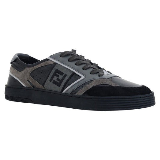 Fendi | Black Calf Leather Low Top Sneakers | McRichard Designer Brands