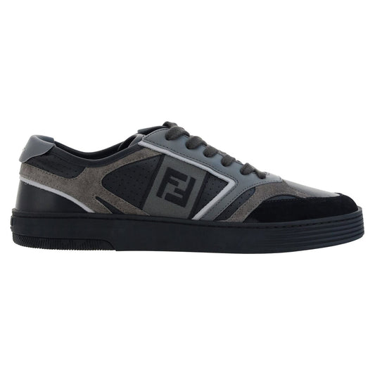 Fendi | Black Calf Leather Low Top Sneakers | McRichard Designer Brands
