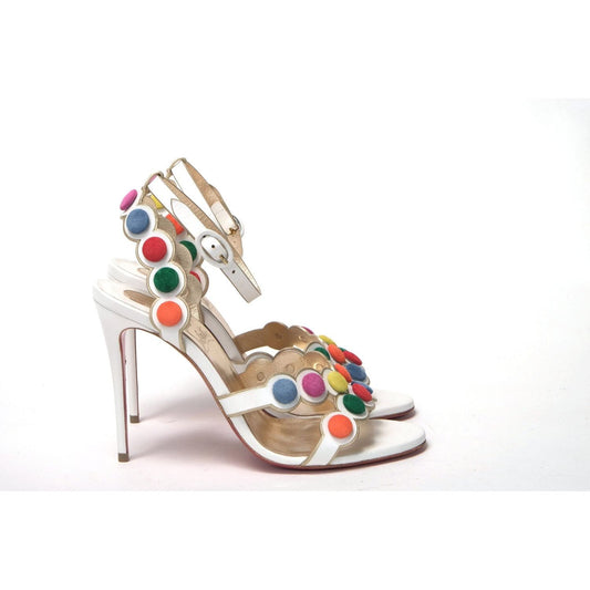 Christian Louboutin | White Multicolor Spot Design High Heels Shoes Sandal  | McRichard Designer Brands
