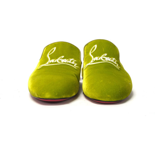 Christian Louboutin | Bourgeon Lime Navy Coolito Flat Shoes - McRichard Designer Brands