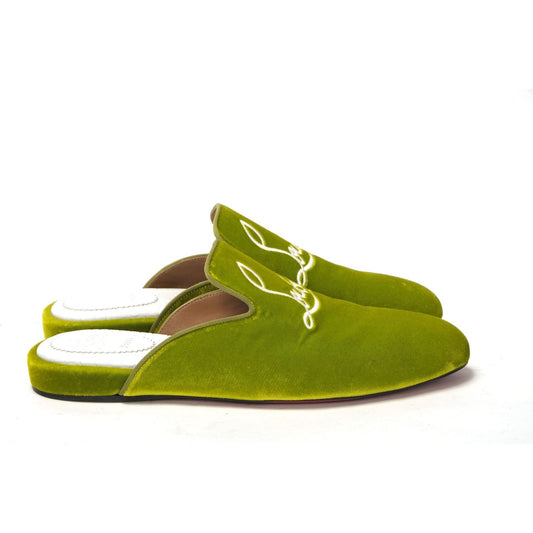 Christian Louboutin | Bourgeon Lime Navy Coolito Flat Shoes - McRichard Designer Brands