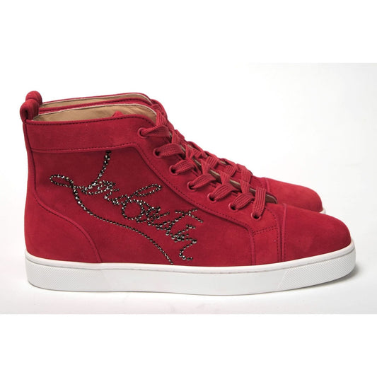 Christian Louboutin | Loubi Red Version Navy Louis Strass Flat Shoes - McRichard Designer Brands