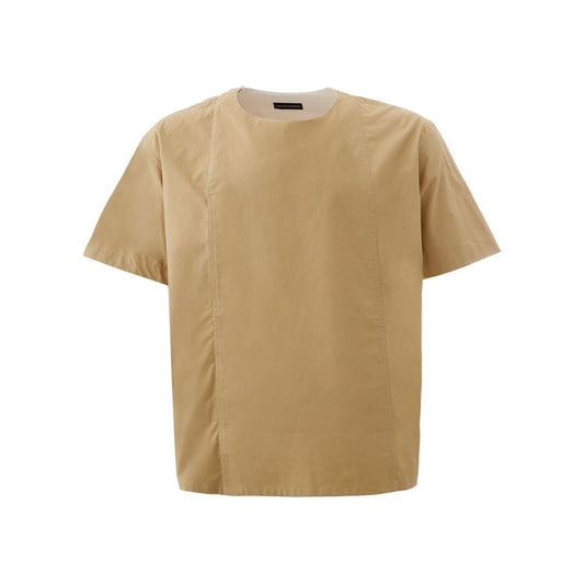 Emporio Armani | Oversized Beige T-Shirt with Side Closure  | McRichard Designer Brands