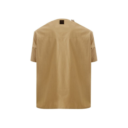 Emporio Armani | Oversized Beige T-Shirt with Side Closure  | McRichard Designer Brands