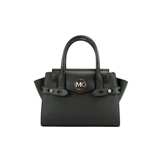 Michael Kors | Carmen Medium Black Gold Saffiano Leather Satchel Handbag Purse Bag  | McRichard Designer Brands