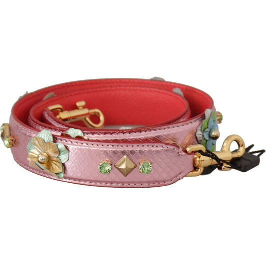 Dolce & Gabbana | Metallic Pink Leather Studded Shoulder Strap - McRichard Designer Brands