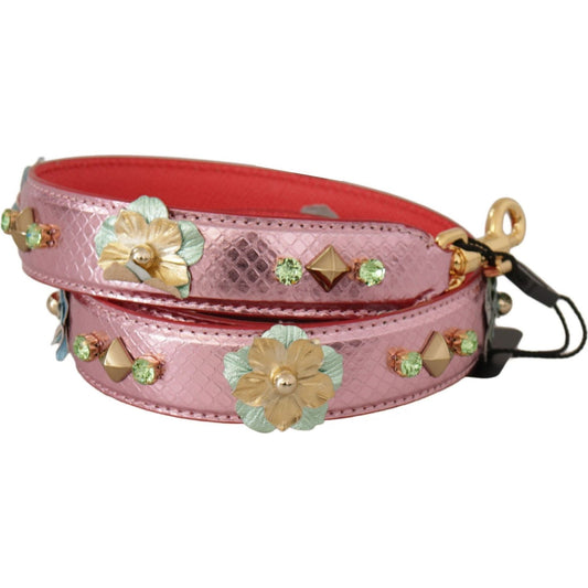 Dolce & Gabbana | Metallic Pink Leather Studded Shoulder Strap - McRichard Designer Brands