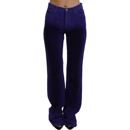Just Cavalli | Purple Cotton Corduroy Women Pants - McRichard Designer Brands