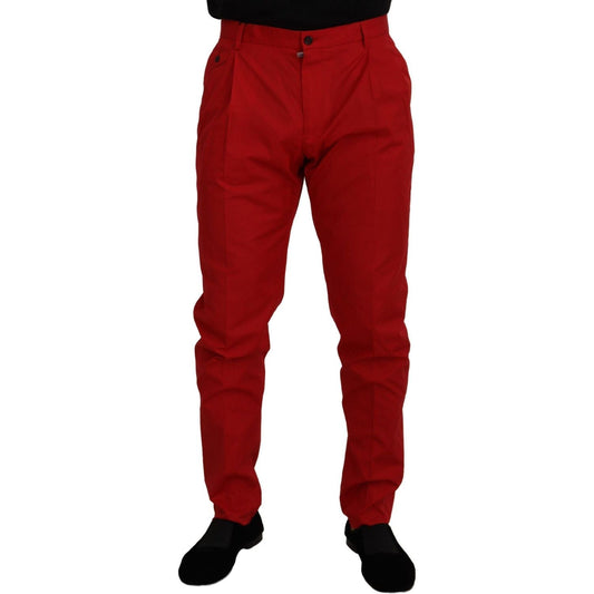 Dolce & Gabbana | Red Cotton Slim Fit Trousers Chinos Pants  | McRichard Designer Brands