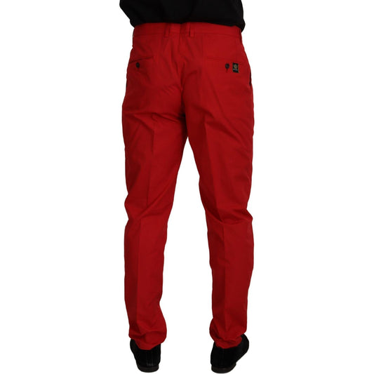 Dolce & Gabbana | Red Cotton Slim Fit Trousers Chinos Pants  | McRichard Designer Brands