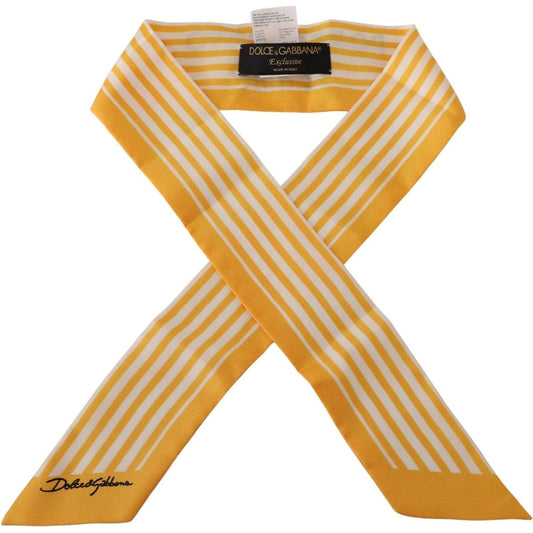 Dolce & Gabbana | Yellow Stripes Twill Silk Foulard ShawlScarf | 159.00 - McRichard Designer Brands