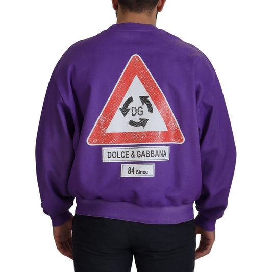 Dolce & Gabbana | Purple Wash Logo Cotton Crewneck Sweatshirt Sweater  | McRichard Designer Brands