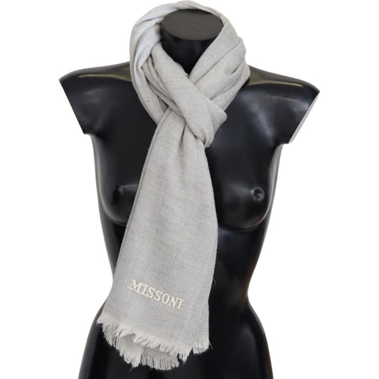 Missoni | Gray Wool Knit Unisex Neck Wrap Scarf | 169.00 - McRichard Designer Brands