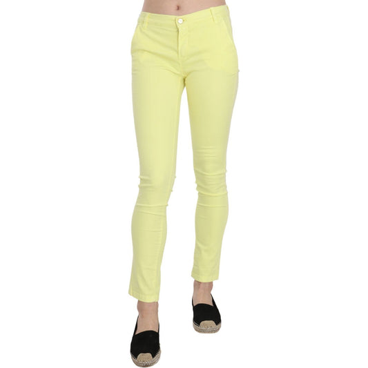 PINKO | Yellow Cotton Stretch Low Waist Skinny Casual Trouser Pants | McRichard Designer Brands