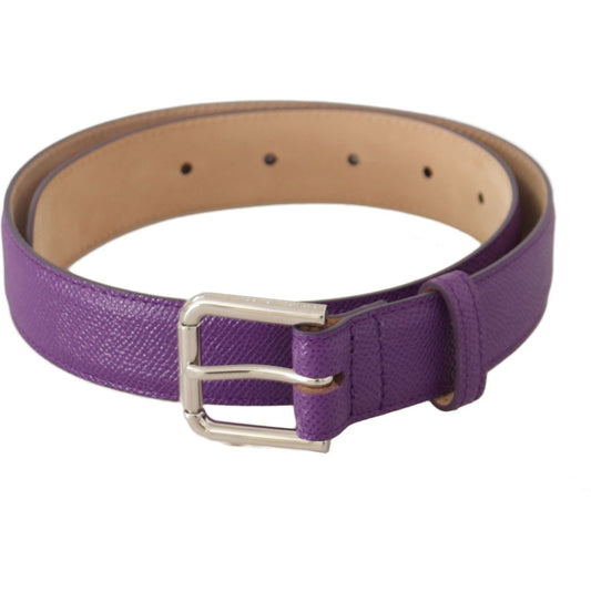 Dolce & Gabbana | Purple Calfskin Leather Logo Engraved Buckle Belt - McRichard Designer Brands