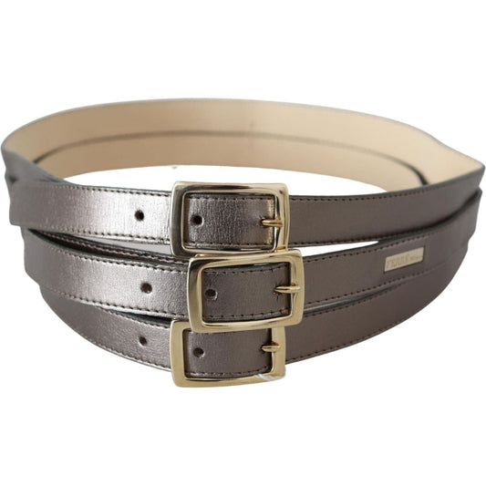 GF Ferre | Bronze Gold Chrome Metal Buckle Belt - McRichard Designer Brands