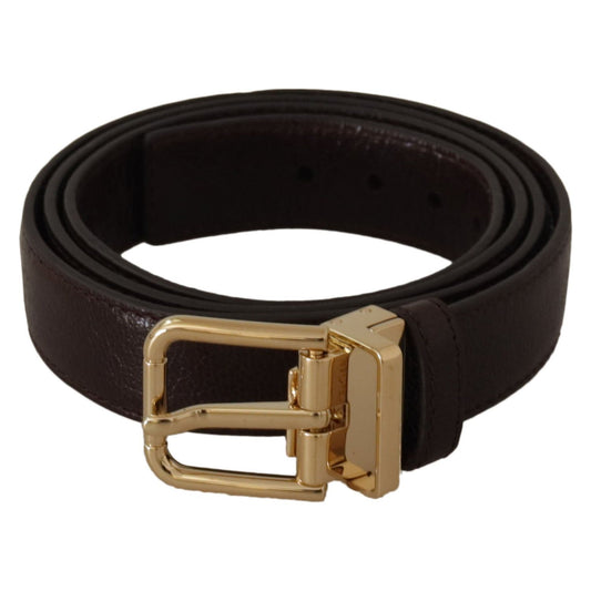 Dolce & Gabbana | Brown Leather Gold Metal Buckle Belt | McRichard Designer Brands