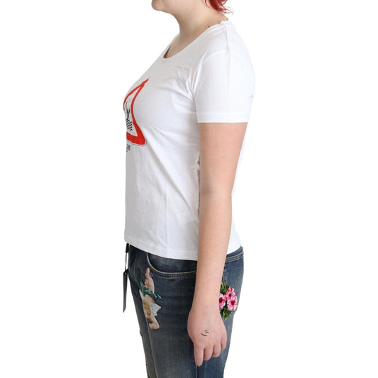 Moschino | White Cotton Graphic Triangle Print T-shirt | 89.00 - McRichard Designer Brands