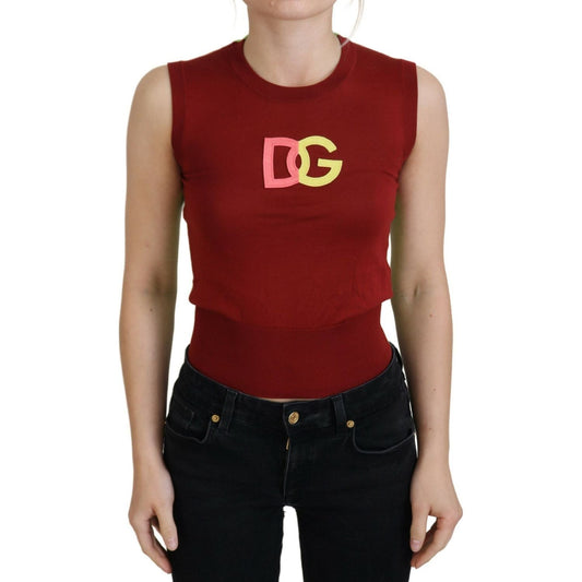 Dolce & Gabbana | Red Green DG Logo Sleeveless Pullover Top | McRichard Designer Brands