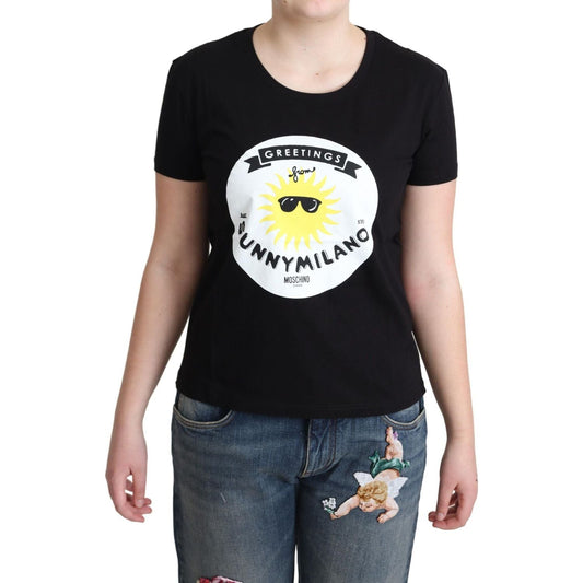 Moschino | Black Cotton Sunny Milano Print T-shirt | 89.00 - McRichard Designer Brands