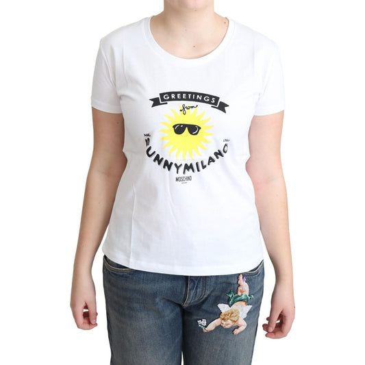 Moschino | White Cotton Sunny Milano Print T-shirt | 89.00 - McRichard Designer Brands