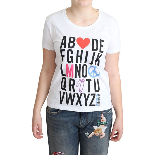 Moschino | White Cotton Alphabet Letter Print Tops T-shirt | 89.00 - McRichard Designer Brands