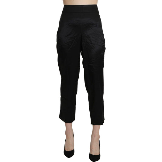 BENCIVENGA | Black High Waist Straight Cropped Dress Trouser Pants Jeans & Pants | McRichard Designer Brands