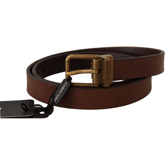 Dolce & Gabbana | Brown Leather Rustic Buckle Cintura Belt | McRichard Designer Brands