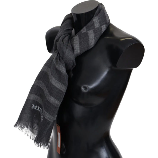 Missoni | Gray Striped Wool Unisex Neck Wrap Fringes Scarf | 169.00 - McRichard Designer Brands