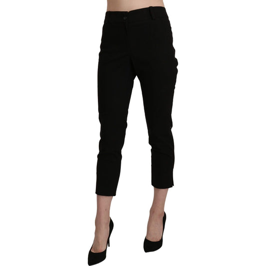 BENCIVENGA | Black High Waist Skinny Cropped Dress Trouser Pants Jeans & Pants | McRichard Designer Brands