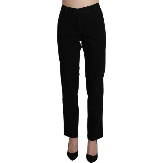 BENCIVENGA | Black High Waist Straight Casual Trouser Pant Jeans & Pants | McRichard Designer Brands