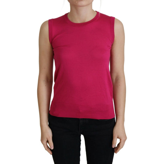 Dolce & Gabbana | Pink Silk Vest Pullover Crewneck Tank Top  | McRichard Designer Brands