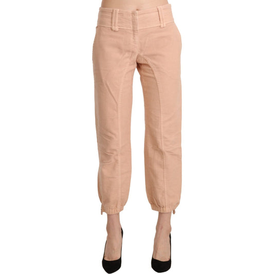 Ermanno Scervino | Beige Mid Waist Cropped Cotton Trouser Pants Jeans & Pants | McRichard Designer Brands