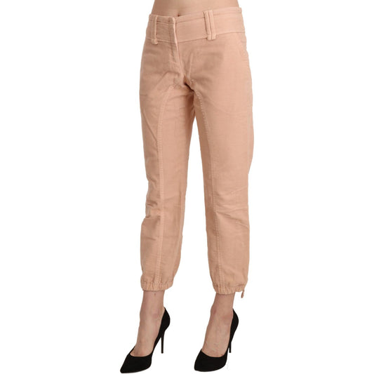Ermanno Scervino | Beige Mid Waist Cropped Cotton Trouser Pants Jeans & Pants | McRichard Designer Brands