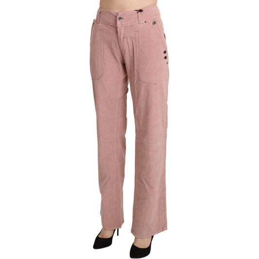 Ermanno Scervino | Pink High Waist Straight Cotton Trouser Pants  | McRichard Designer Brands