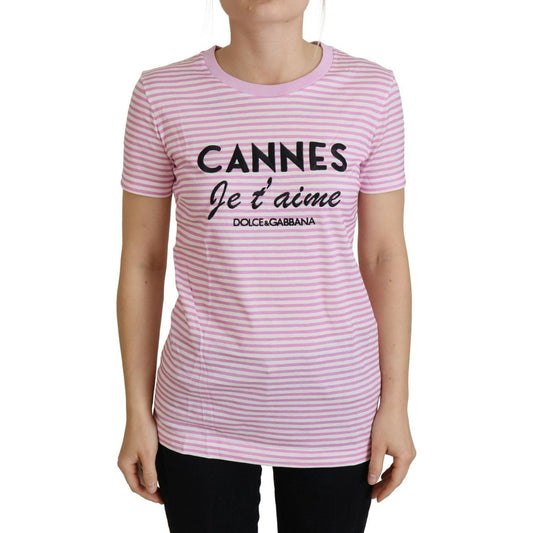 Dolce & Gabbana | White Pink CANNES Exclusive T-shirt  | McRichard Designer Brands