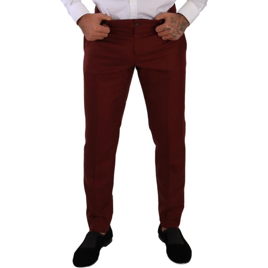 Dolce & Gabbana | Red Cashmere Silk Dress Men Trouser Pants  | McRichard Designer Brands