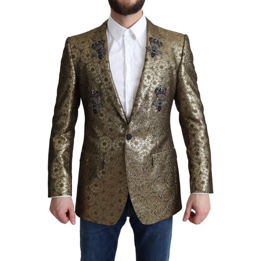 Dolce & Gabbana | Gold Crystal Crown Bee MARTINI Blazer Jacket | 1629.00 - McRichard Designer Brands