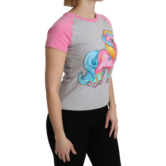 Moschino | Gray and pink Cotton T-shirt My Little Pony Top  | McRichard Designer Brands