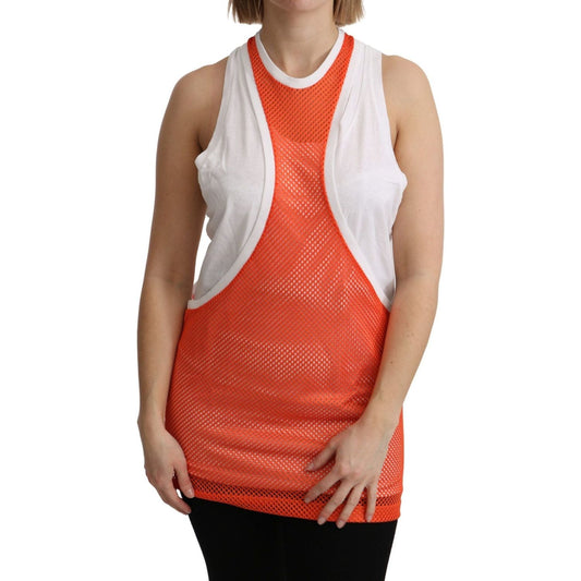 Dsquared² | Orange White Crewneck Sleeveless Tank T-shirt Dress Top  | McRichard Designer Brands