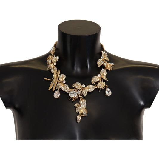 Dolce & Gabbana | Gold Brass Floral Sicily Crystal Statement Necklace WOMAN NECKLACE | McRichard Designer Brands