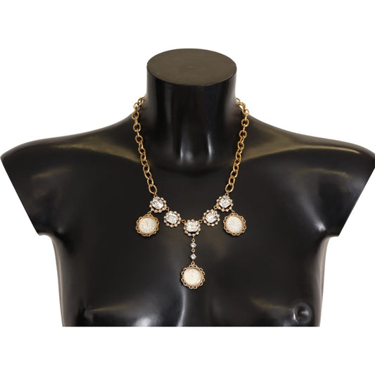 Dolce & Gabbana | Gold Clock Statement Crystal Chain Necklace WOMAN NECKLACE | McRichard Designer Brands