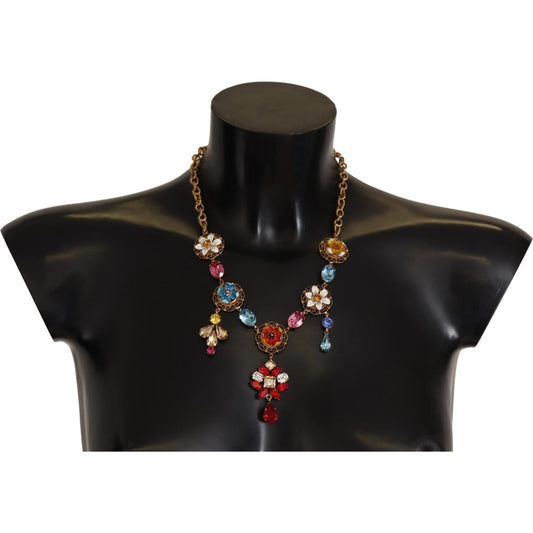 Dolce & Gabbana | Gold Brass Floral Sicily Charms Statement Necklace WOMAN NECKLACE | McRichard Designer Brands
