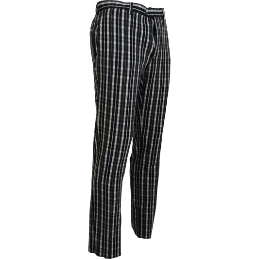 BENCIVENGA | Black Checkered Cotton Casual Pants | McRichard Designer Brands