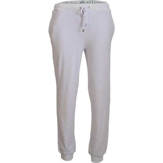 John Galliano | White Cotton Logo Mens Jogger Pants  | McRichard Designer Brands