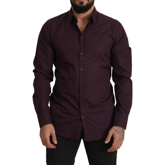 Dolce & Gabbana | Purple Cotton GOLD Slim Fit Dress Shirt  | McRichard Designer Brands