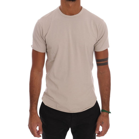 Daniele Alessandrini | Beige Cotton Stretch Crew Neck T-shirt | McRichard Designer Brands