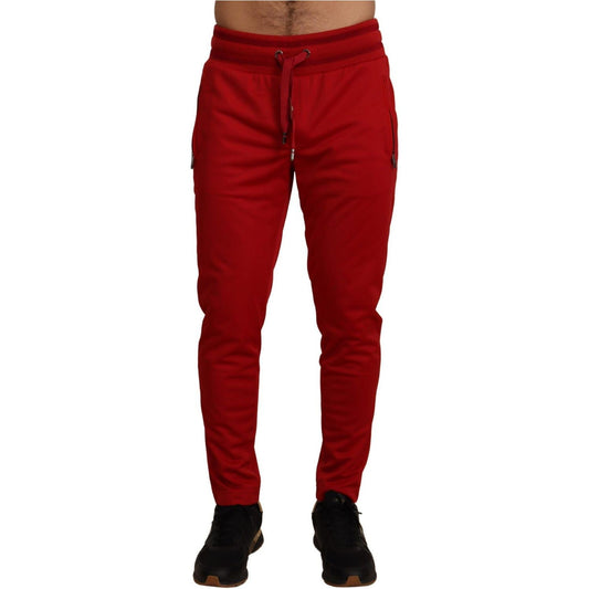 Dolce & Gabbana | Red Polyester Logo Plaque Sweatpants | McRichard Designer Brands
